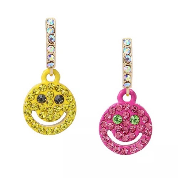 Betsey Johnson Smiley Huggie Earrings - Picture 1 of 4